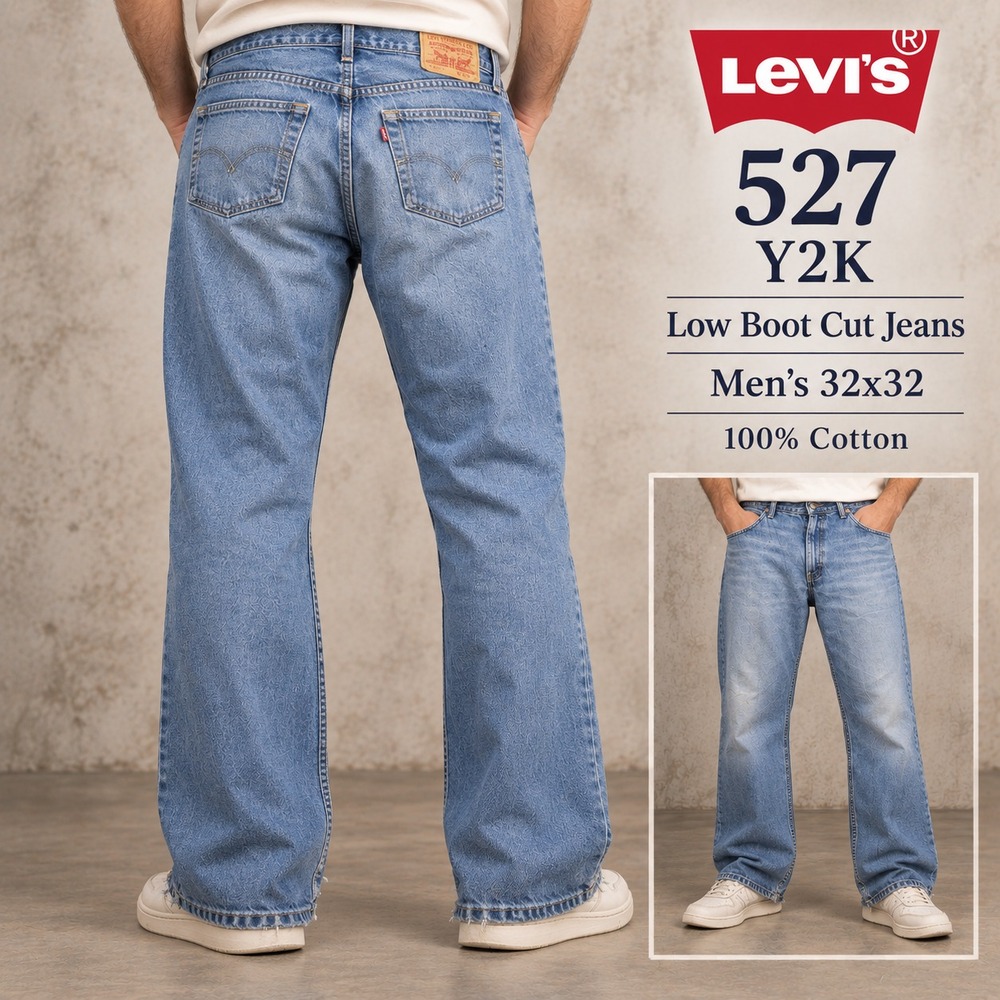 VTG Y2K Levi's 527 Low Boot Cut Jeans Men W32 L32 Light Wash Denim Western Wear